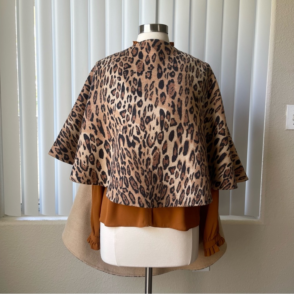 Leopard Print Multi-Purpose Reversible Wool Coat … - image 5